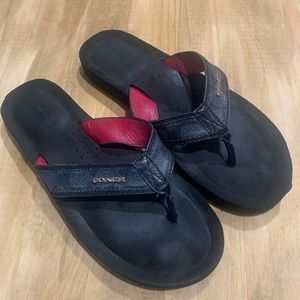 Coach Judy Black Leather Flip Flop Sandal